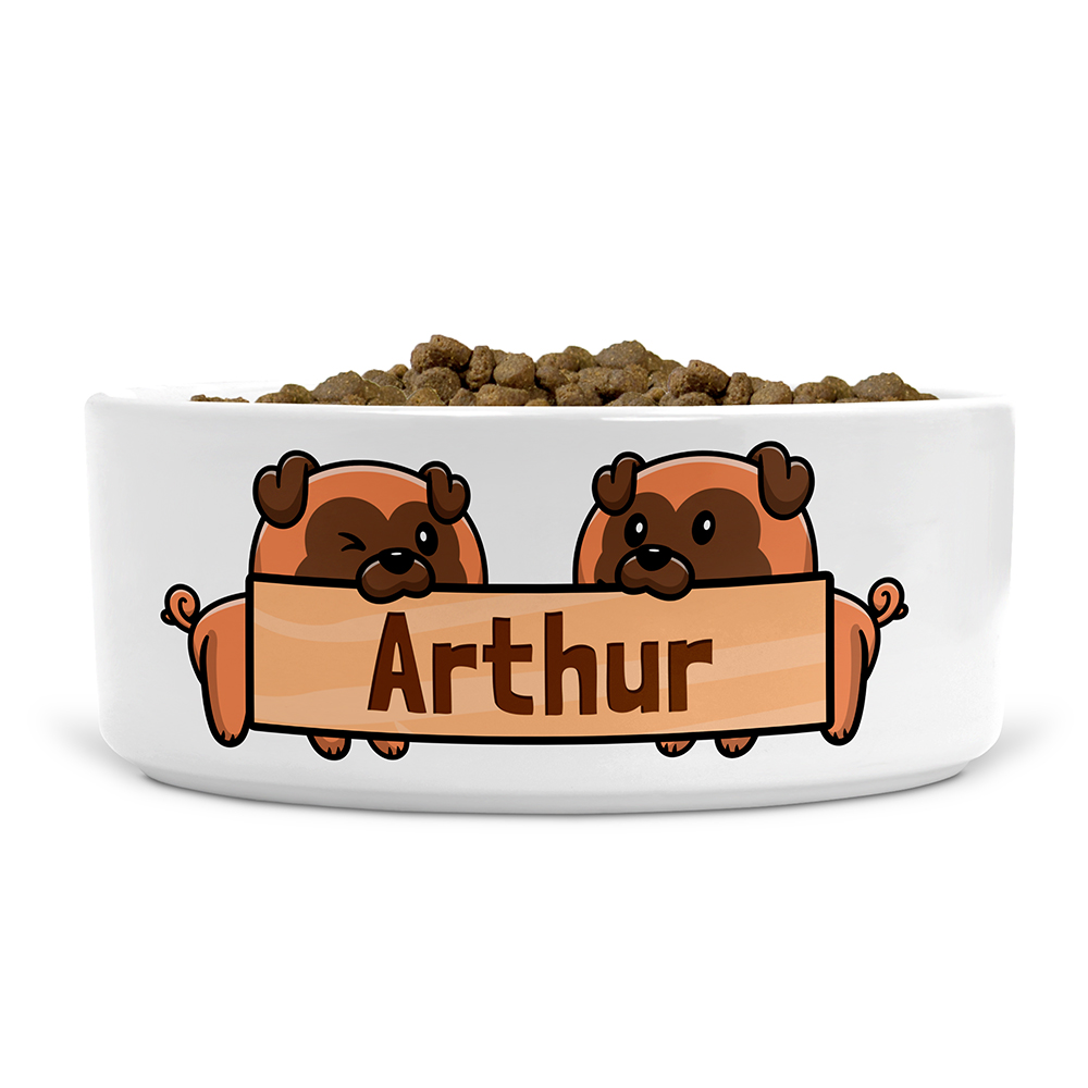 Large personalised store ceramic dog bowl