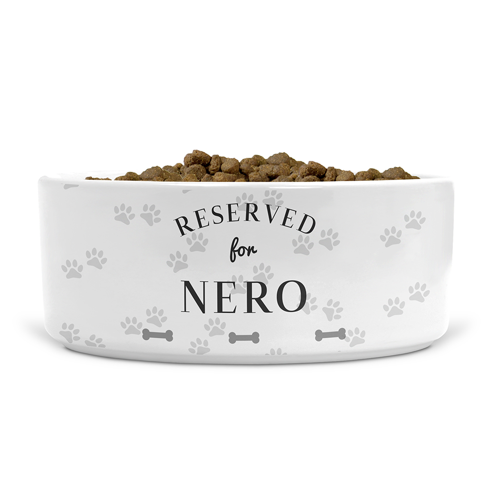  Reserved For [NAME] Dog Bones Personalised Ceramic Pet Bowl