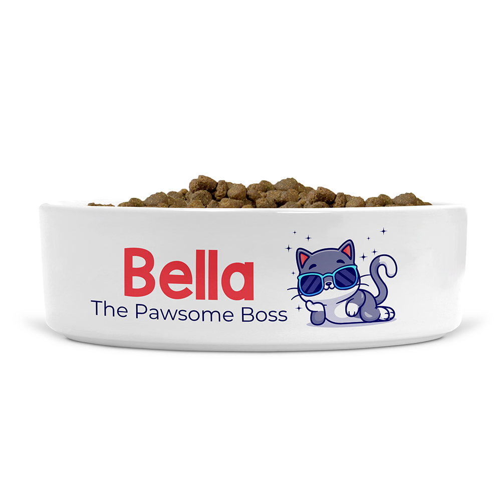 The Pawsome Boss Cat Personalised Ceramic Pet Bowl Small Bowl